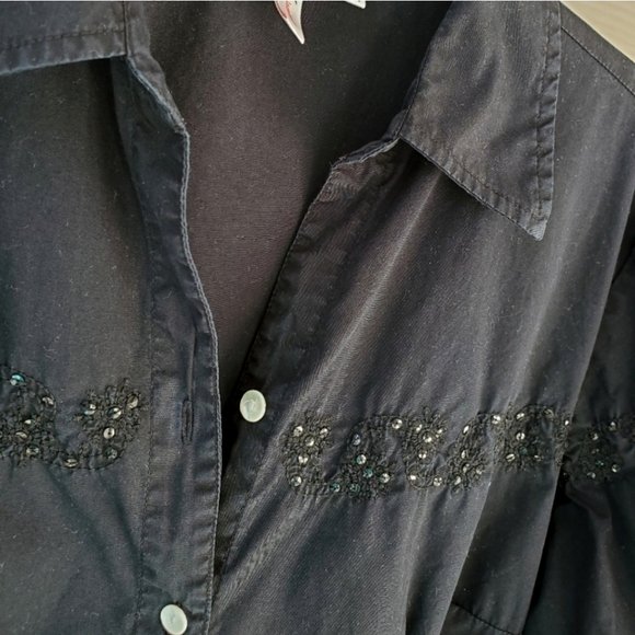 Vintage BILL BLASS Jeanswear Sequin Embroidered Casual Cotton Button-down - Picture 7 of 16
